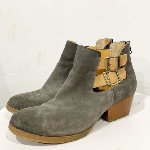 Kork-Ease Shoes - Korks Kork-Ease Women Gabriella Booties Genuine Leather Buckle Gray Sz 8.5M